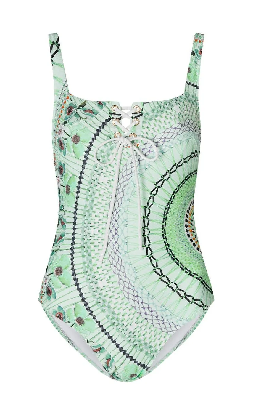 Temperley London Lace Up Square Neck One Piece<Women Swimwear