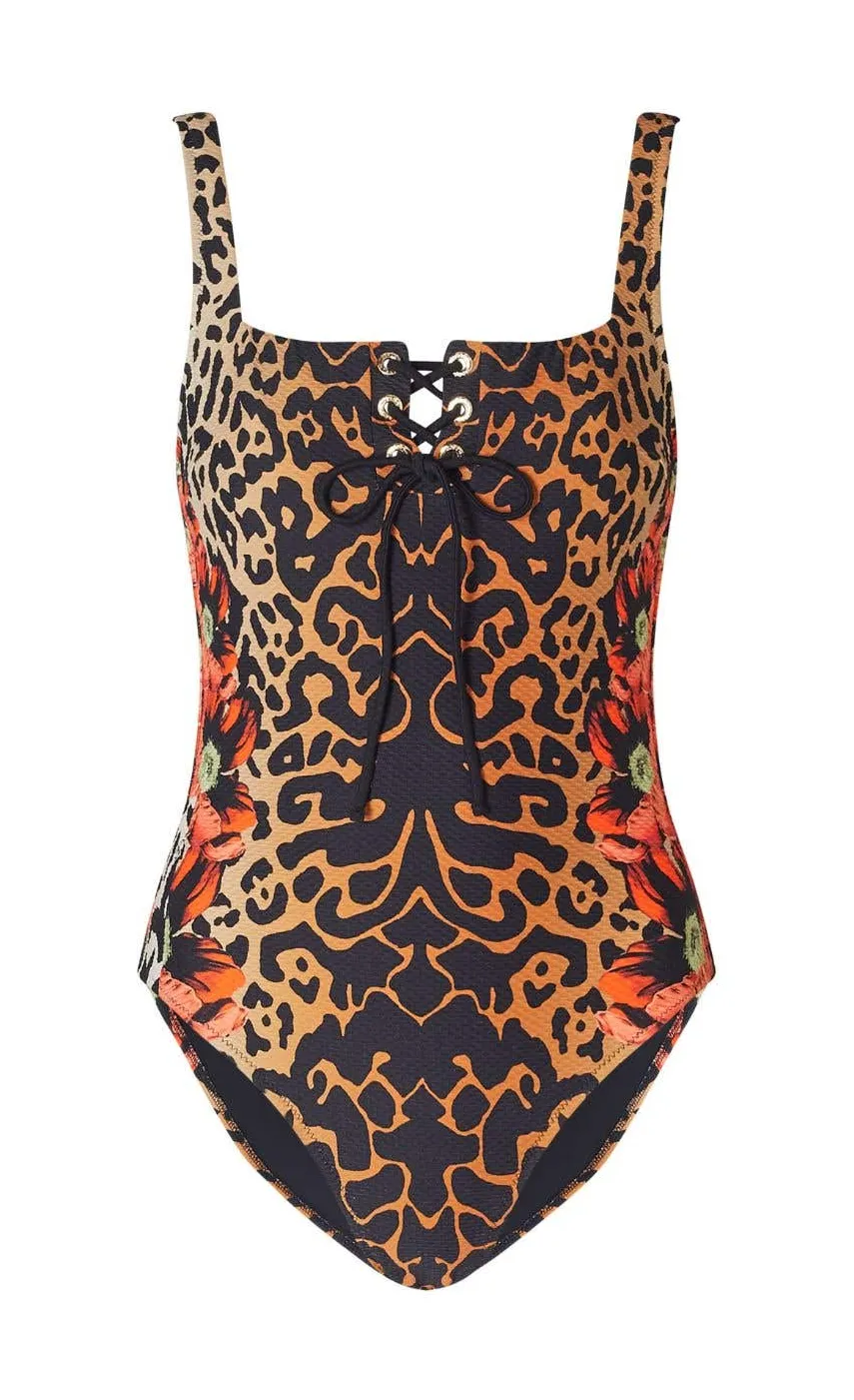 Temperley London Lace Up Square Neck One Piece<Women Swimwear